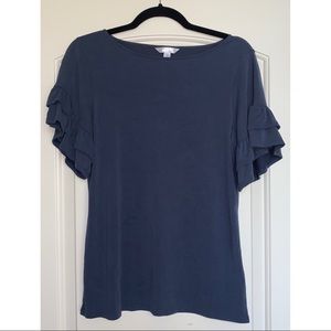 Blue tee with flowy short sleeves